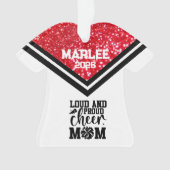 レッド&パーソナライズされたブラック応援ママオーナメント オーナメント (正面)