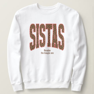 レッド + ヒョウ柄 バーシティ SISTAS スウェットシャツ