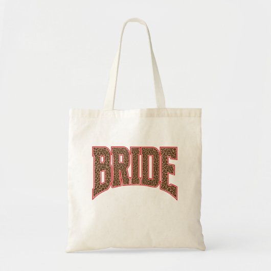 レッド + ヒョウ柄 ヴァーシティ BRIDE トートバッグ (正面)