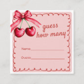 レッド&ピンクさくらんぼオントップさくらんぼブライダルシャワー エンクロージャーカード (正面)