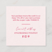 レッド&ピンクのビジネスパッケージありがとうございます挿入 スクエア名刺 (裏面)