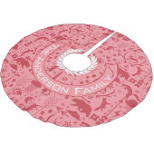 レッド&ピンククリスマスファミリー名キツネベアートナカイ ブラッシュドポリエステルツリースカート (アングル)