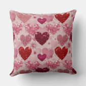 レッド&ピンクグリッタールックバレンタインラブハート クッション (裏面)