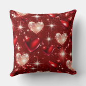 レッド&ピンクグリッタールックバレンタインラブハート クッション (裏面)
