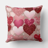 レッド&ピンクグリッタールックバレンタインラブハート クッション (裏面)