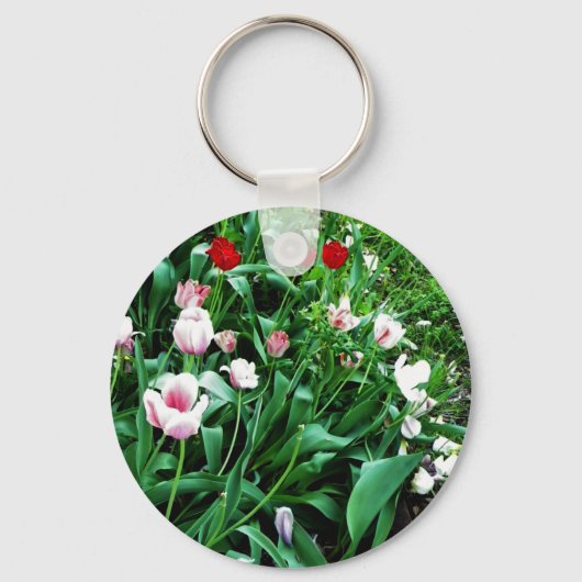 レッド&ピンクチューリップ写真 キーホルダー (正面)