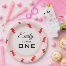 レッド&ピンクトフィー紙プレート