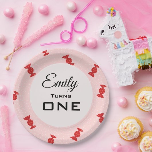レッド&ピンクトフィー紙プレート ペーパープレート (パーティー)