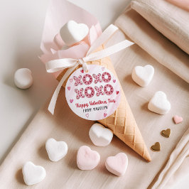 レッド&ピンクハートXOXOバレンタインギフトラベル フェイバータグ