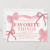 レッド&ピンクボウズお気に入りのホリデーパーティー 招待状 (正面)