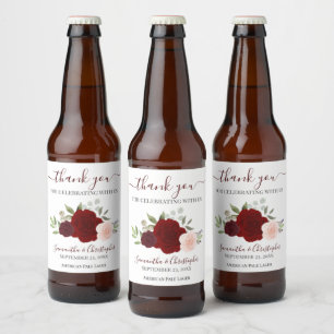 レッド&ピンクボエレガントホバラズ結婚サンキュー ビールラベル