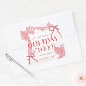 レッド&ピンクボーズホリデー応援フォトクリスマス スクエアシール (封筒)