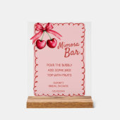 レッド&ピンクミモザバーさくらんぼブライダルシャワー アクリルサイン (正面)
