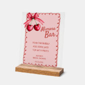 レッド&ピンクミモザバーさくらんぼブライダルシャワー アクリルサイン (傾斜)