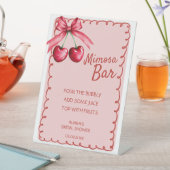 レッド&ピンクミモザバーさくらんぼブライダルシャワー 台座サイン (インサイチュ)