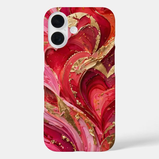レッド&ピンク大理石ゴールドiPhone 16ケース Case-Mate iPhoneケース (裏面)