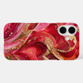 レッド&ピンク大理石ゴールドiPhone 16ケース Case-Mate iPhoneケース (裏面 (横))