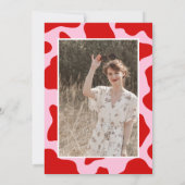 レッド&ピンク女性のカーボーイ30th誕生日パーティー写真 招待状 (裏面)