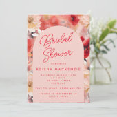 レッド&ピンク抽象芸術フローラアーチブライダルシャワー 招待状 (スタンド正面)
