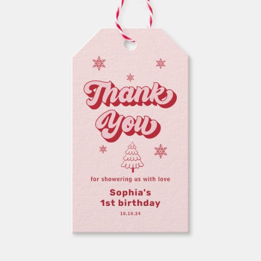 レッド ピンク クリスマス 誕生日 サンクス ギフト ギフトタグ (正面)
