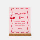 レッド ピンク チェリー バレンタイン ブライダル シャワー ミモザ バー アクリルサイン (正面)