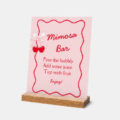 レッド ピンク チェリー バレンタイン ブライダル シャワー ミモザ バー アクリルサイン (傾斜)