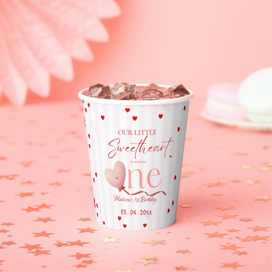レッド ピンク ハート バレンタインデー スウィートハート 誕生日 紙コップ (インサイチュ)