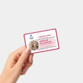 レッド ピンク ミニマル ビジネス QR 従業員写真 ID バッジ (手持ち)