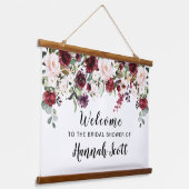 レッド ピンク ローズ フラワーブライダルシャワー ウェルカム 吊り下げ型タペストリー (傾斜あり)