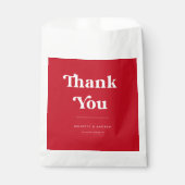 レッド＆ピンク 70年代レトロ サンクス タイポグラフィー ウェディング フェイバーバッグ (正面)