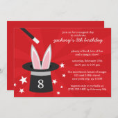 レッド・ピーク・ア・ブー・ラビット・カスタム魔法・バースデー・パーティー 招待状 (正面/裏面)