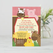 レッド ファーム バーンヤード ベイビー シャワー 招待状 (スタンド正面)