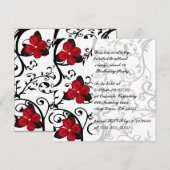 レッド フラワーズ ゴシック スウィート 16 バースデー 招待状 (正面/裏面)