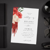 レッド フローラル ウェディング インビテーション V2