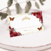 レッド フローラル バタフライ キンチアニエラ 16歳の誕生日 プレイスカード