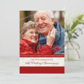 レッド フローラル フォト 50周年 誕生日 招待状 (スタンド正面)