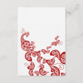 レッド フローラル ボホ ピコック イースタン チック アジアン ウェディング エンクロージャーカード (裏面)