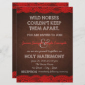 レッド&ブラウンのウェディング 招待状 (正面/裏面)