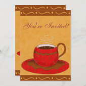 レッド&ブラウンカップコーカスタマイズヒーイベント 招待状 (正面/裏面)
