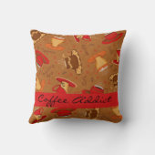 レッド&ブラウンコーヒーカップコーヒー中毒カスタム クッション (裏面)
