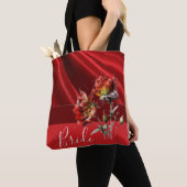 レッド＆ブラウン フラワー ブライド トート (クローズアップ)