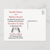 レッド&ブラックたった今結婚しましたキリン結婚ラブ 案内ポストカード (裏面)