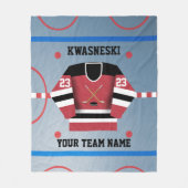 レッド|ブラックアイスホッケーリンク|プレーヤージャージー フリースブランケット (正面)