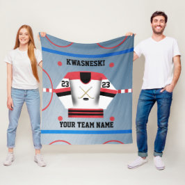 レッド|ブラックアイスホッケーリンク|プレーヤージャージー フリースブランケット