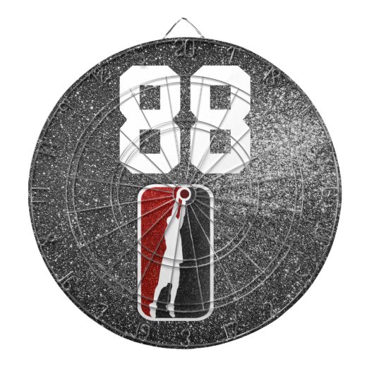 レッド&ブラックグリッターバスケットボールチームジャージー ダーツボード (正面)