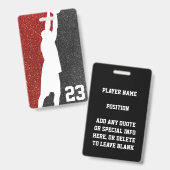 レッド&ブラックグリッターバスケットボールチームジャージー バッジ (Front & Back)