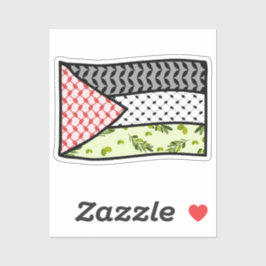 レッド&ブラックケフィヨパレスティナ国旗伝統 シール