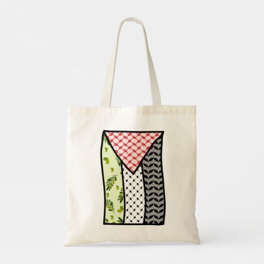 レッド&ブラックケフィヨパレスティナ国旗伝統 トートバッグ (裏面)