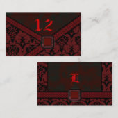 レッド&ブラックゴシックレース結婚ズ プレイスカード (正面/裏面)