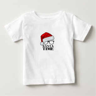 レッド&ブラックシンプルサンタタイムTシャツ ベビーTシャツ